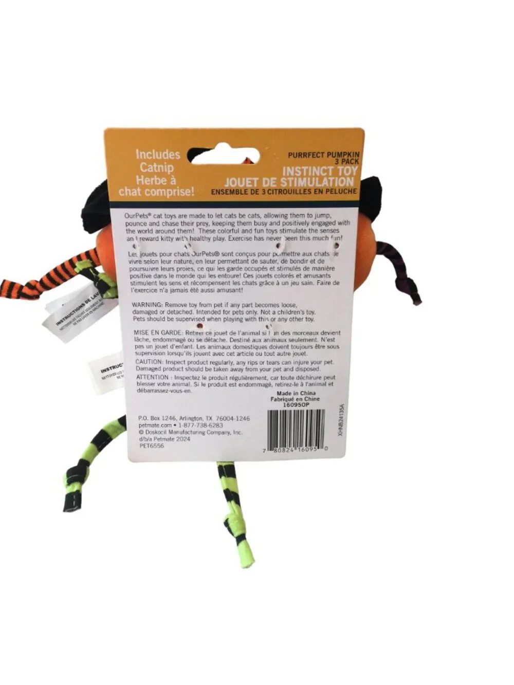 Our Pets Purrect Pumpkin Jack o Lantern Crinkle Catnip Set of 3
